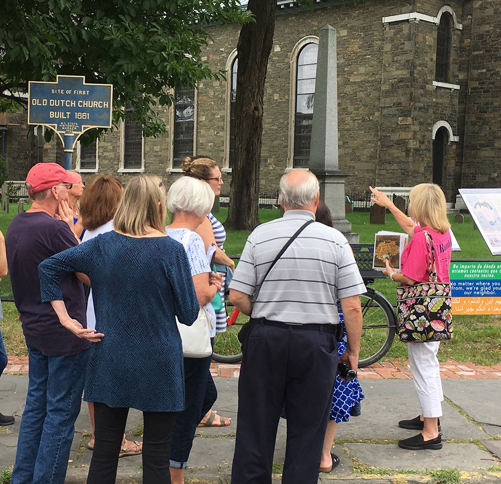 Walking Tour stopped at Old Dutch Church